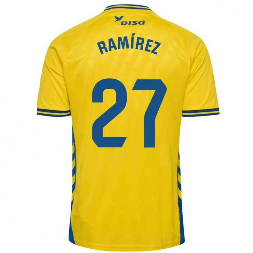 Danxen Enfant Maillot Kirian Ramírez #27 Jaune Bleu Tenues Domicile 2025/26 T-Shirt