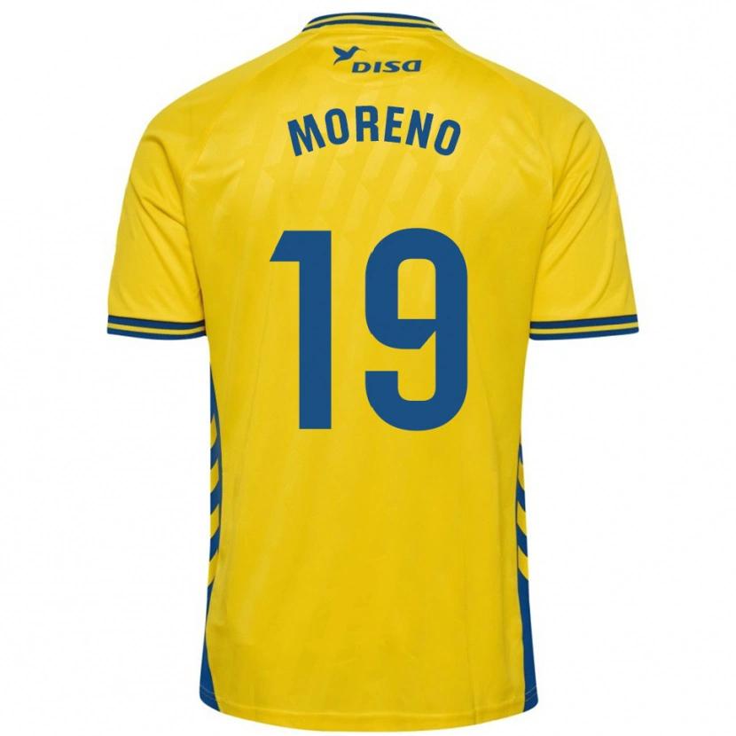 Danxen Enfant Maillot Fernando Moreno #19 Jaune Bleu Tenues Domicile 2025/26 T-Shirt