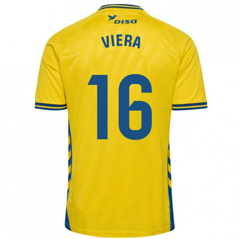 Danxen Enfant Maillot Sergio Viera #16 Jaune Bleu Tenues Domicile 2025/26 T-Shirt