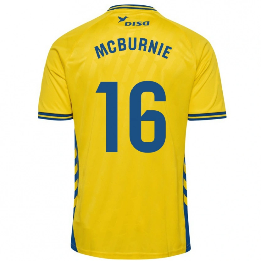 Danxen Enfant Maillot Oli Mcburnie #16 Jaune Bleu Tenues Domicile 2025/26 T-Shirt