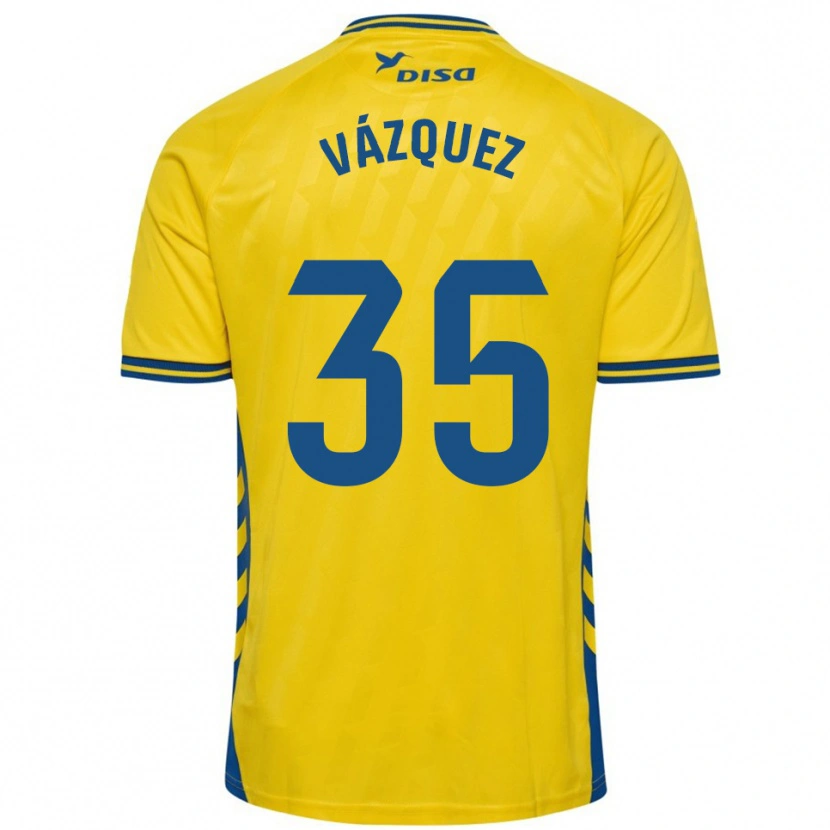 Danxen Enfant Maillot Adrián Vázquez #35 Jaune Bleu Tenues Domicile 2025/26 T-Shirt