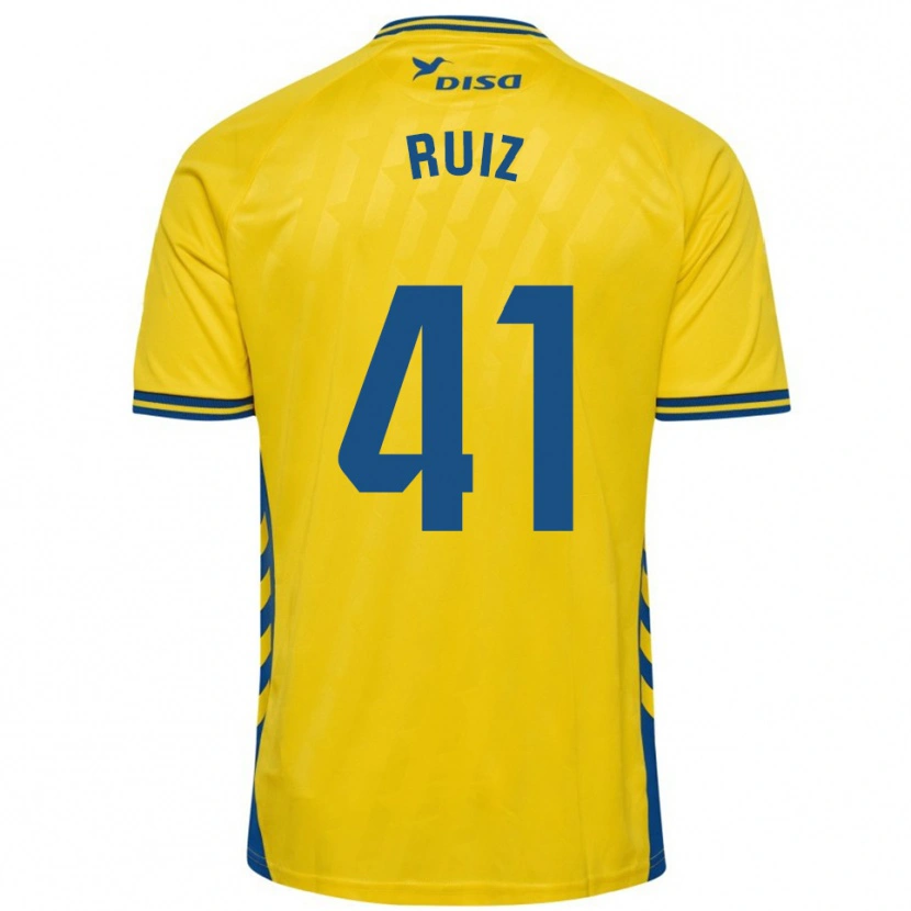 Danxen Enfant Maillot Sergio Ruiz #41 Jaune Bleu Tenues Domicile 2025/26 T-Shirt