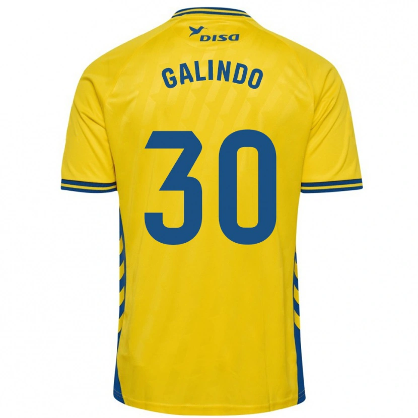 Danxen Enfant Maillot Cristian Galindo #30 Jaune Bleu Tenues Domicile 2025/26 T-Shirt