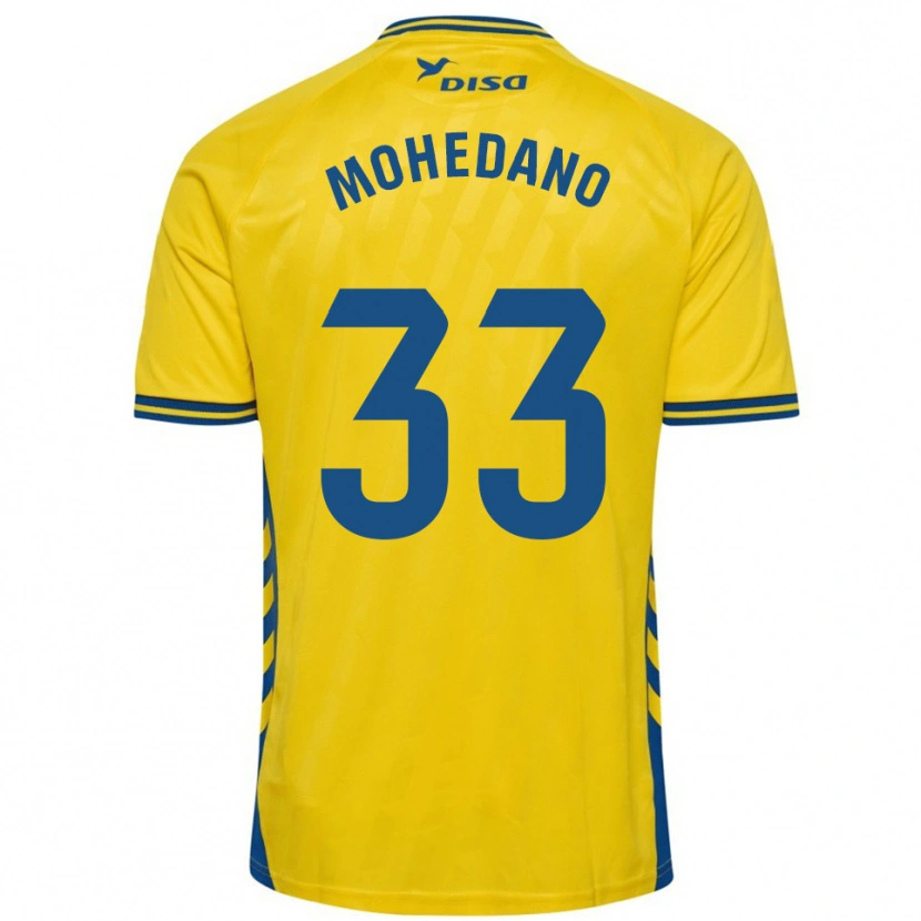 Danxen Enfant Maillot Eduard Mohedano #33 Jaune Bleu Tenues Domicile 2025/26 T-Shirt