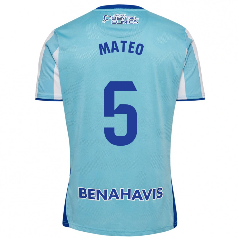 Danxen Enfant Maillot Ángel Mateo #5 Bleu Ciel Blanc Tenues Domicile 2025/26 T-Shirt