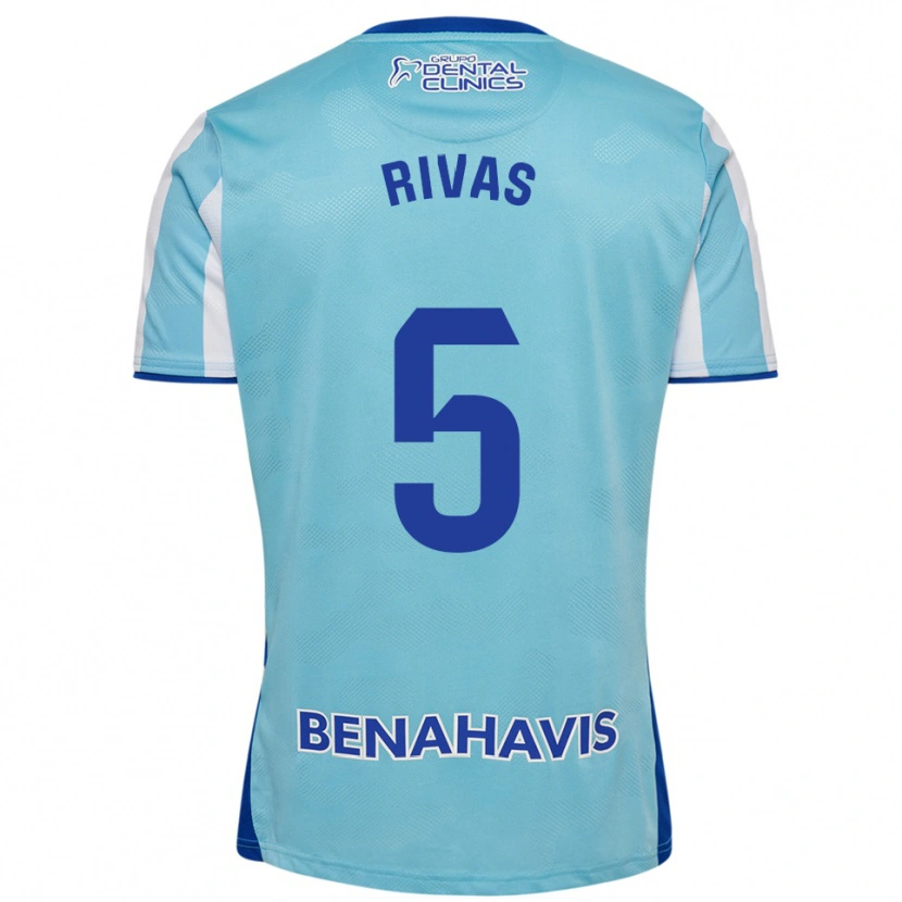 Danxen Enfant Maillot Juande Rivas #5 Bleu Ciel Blanc Tenues Domicile 2025/26 T-Shirt