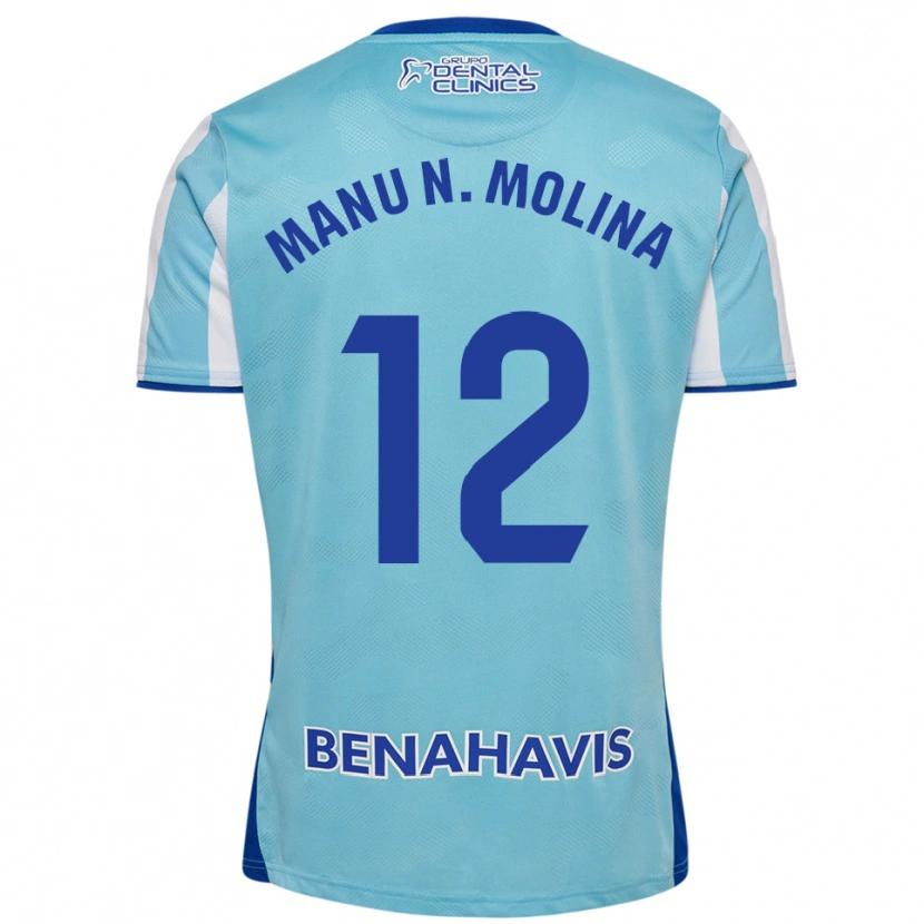 Danxen Enfant Maillot Manu Molina #12 Bleu Ciel Blanc Tenues Domicile 2025/26 T-Shirt