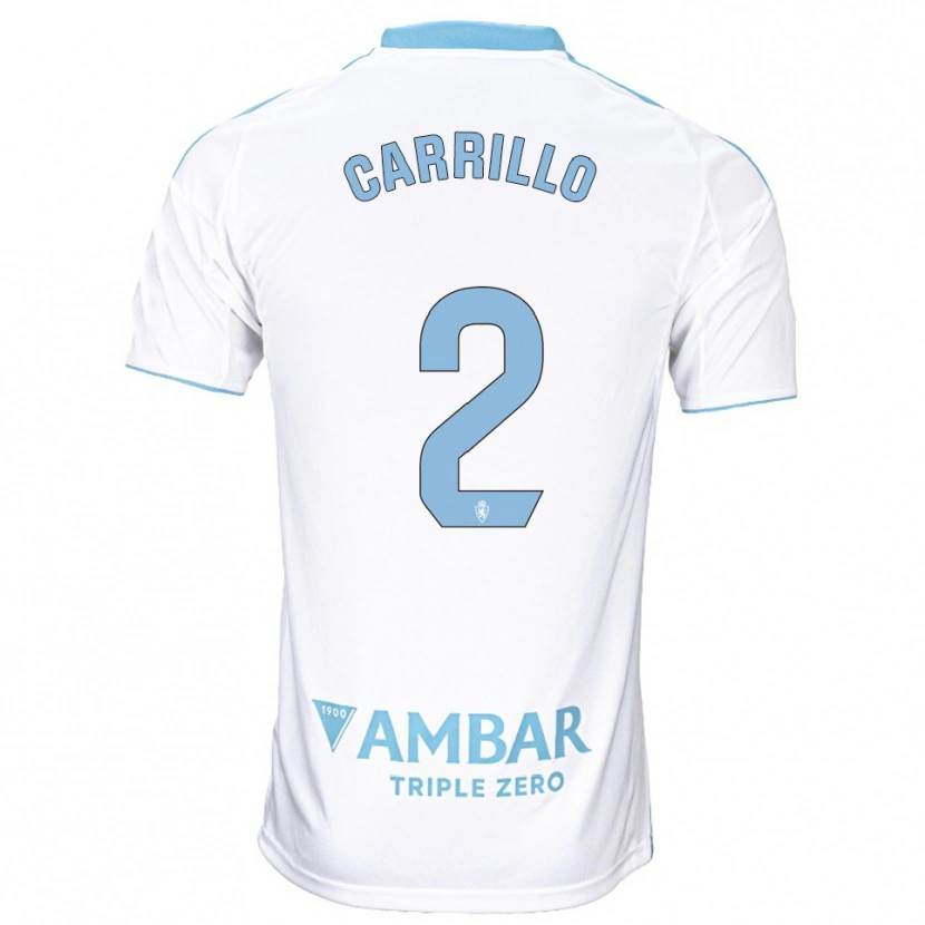 Danxen Enfant Maillot Hugo Carrillo #2 Blanc Bleu Ciel Tenues Domicile 2025/26 T-Shirt