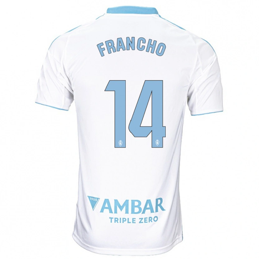 Danxen Enfant Maillot Francho Serrano #14 Blanc Bleu Ciel Tenues Domicile 2025/26 T-Shirt