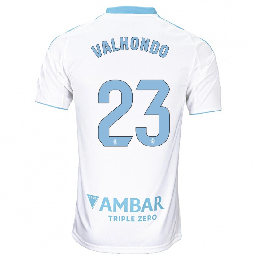 Danxen Enfant Maillot Marcos Valhondo #23 Blanc Bleu Ciel Tenues Domicile 2025/26 T-Shirt