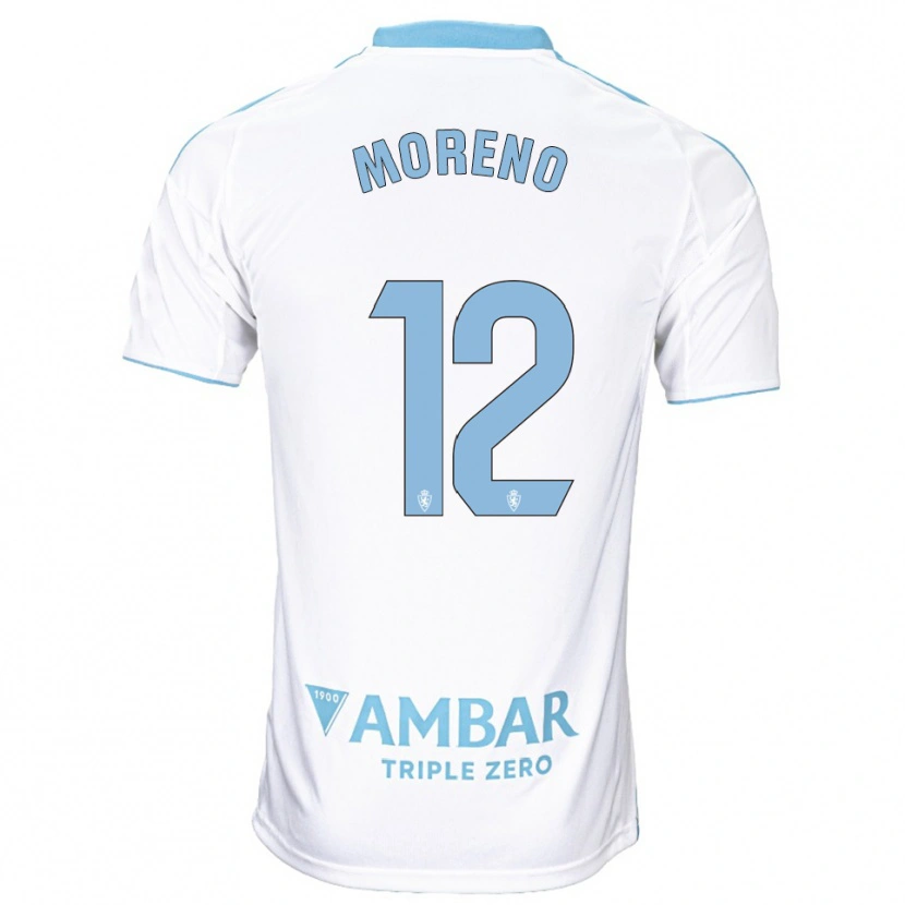 Danxen Enfant Maillot Eloy Moreno #12 Blanc Bleu Ciel Tenues Domicile 2025/26 T-Shirt