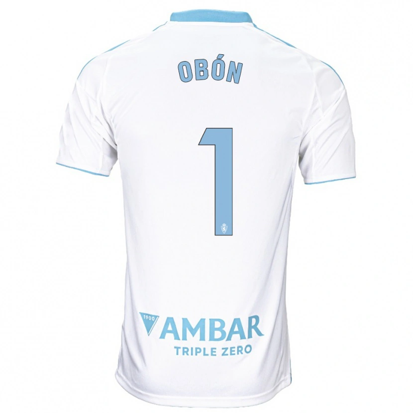 Danxen Enfant Maillot Manuel Obón #1 Blanc Bleu Ciel Tenues Domicile 2025/26 T-Shirt