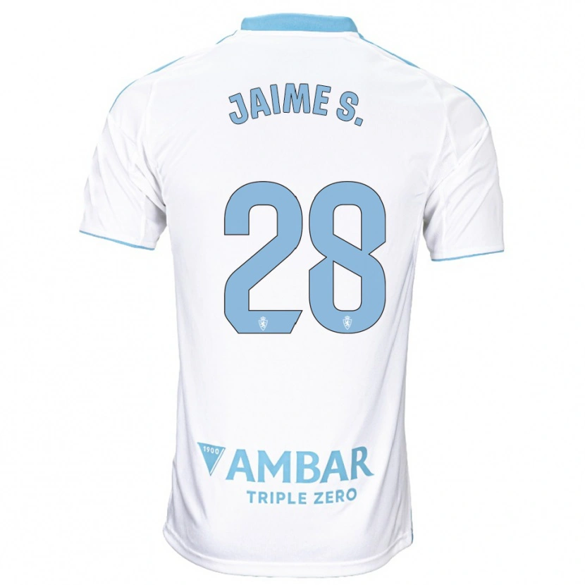 Danxen Enfant Maillot Jaime Sánchez #28 Blanc Bleu Ciel Tenues Domicile 2025/26 T-Shirt