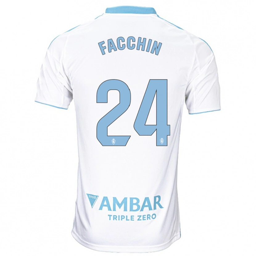 Danxen Enfant Maillot Enzo Facchin #24 Blanc Bleu Ciel Tenues Domicile 2025/26 T-Shirt