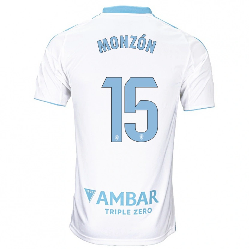 Danxen Enfant Maillot Diego Monzón #15 Blanc Bleu Ciel Tenues Domicile 2025/26 T-Shirt