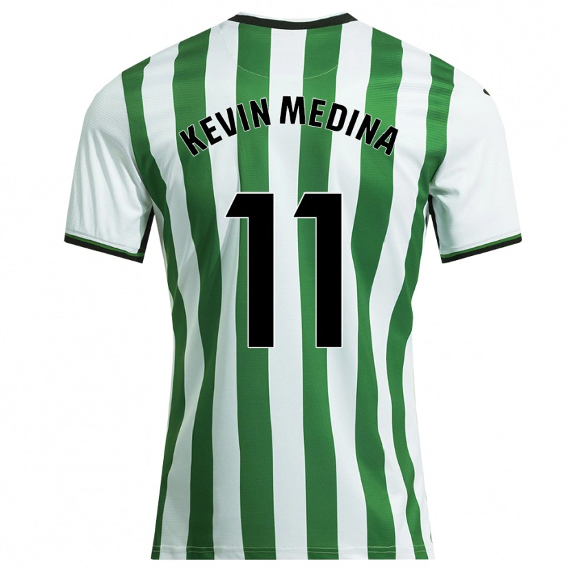 Danxen Enfant Maillot Kevin Medina #11 Blanc Vert Tenues Domicile 2025/26 T-Shirt