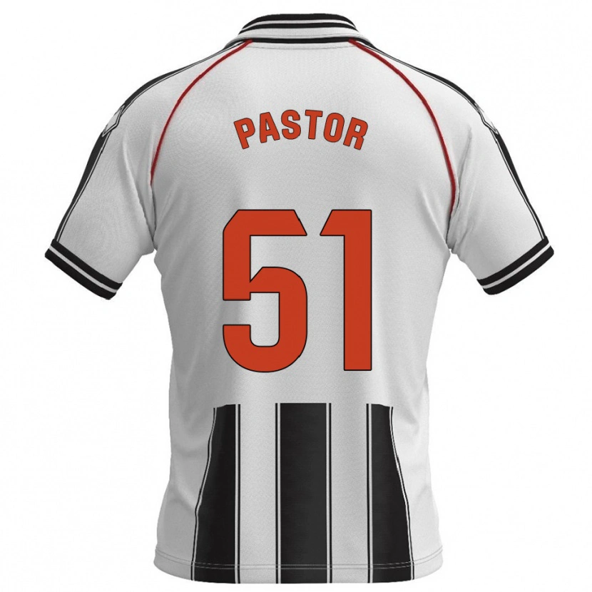 Danxen Enfant Maillot Gonzalo Pastor #51 Blanc Noir Tenues Domicile 2025/26 T-Shirt