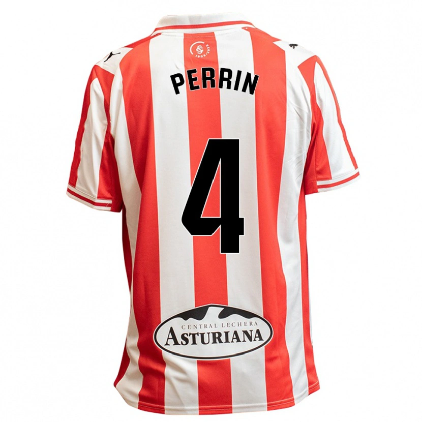Danxen Enfant Maillot Lucas Perrin #4 Blanc Rouge Tenues Domicile 2025/26 T-Shirt