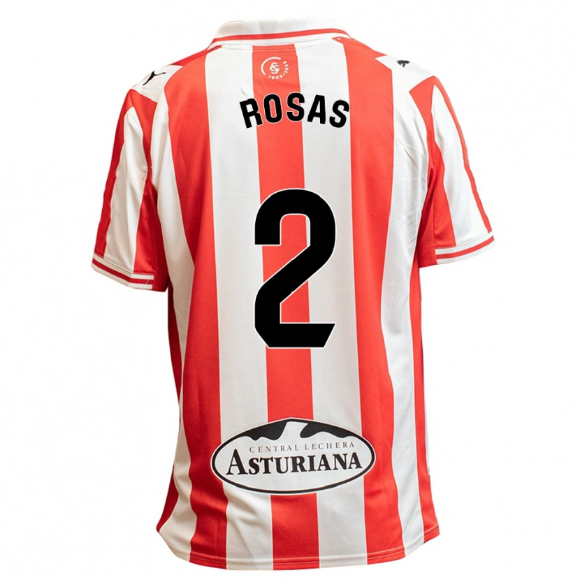 Danxen Enfant Maillot Guille Rosas #2 Blanc Rouge Tenues Domicile 2025/26 T-Shirt