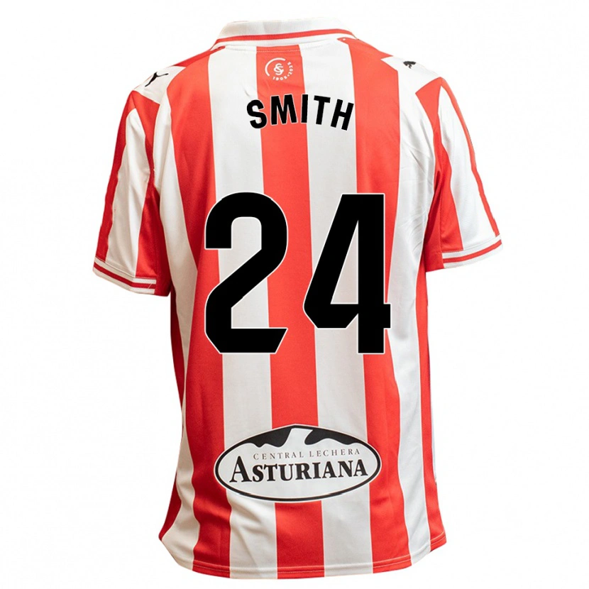 Danxen Enfant Maillot Justin Smith #24 Blanc Rouge Tenues Domicile 2025/26 T-Shirt