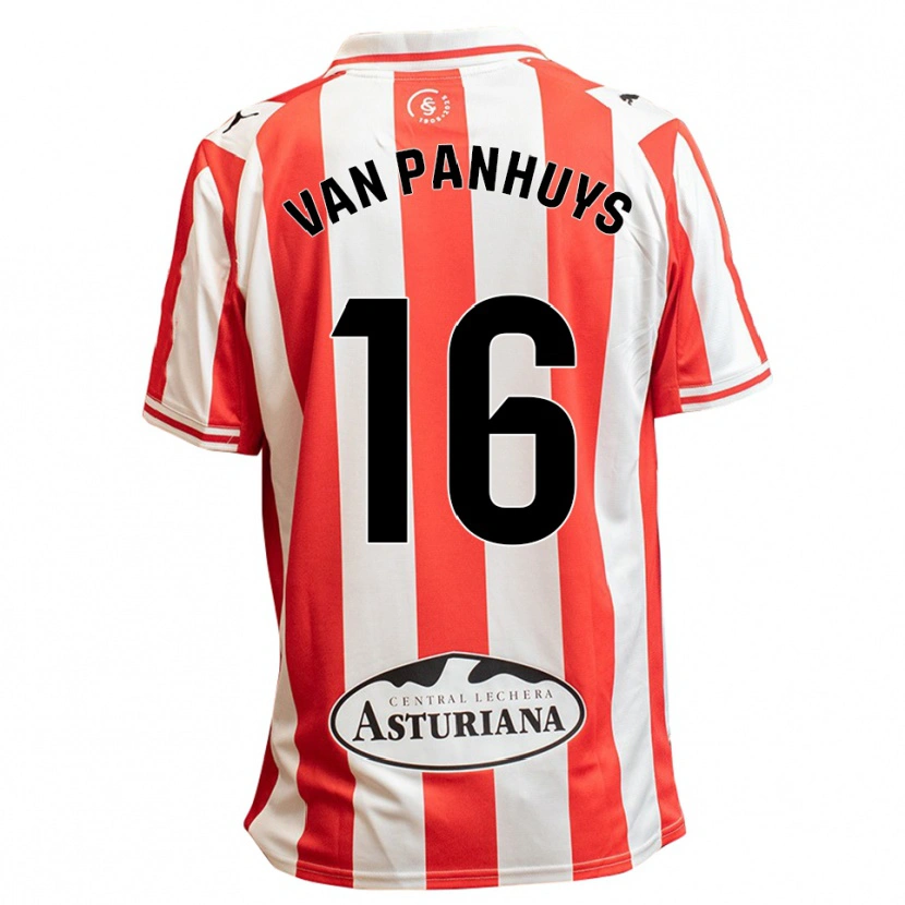 Danxen Enfant Maillot Pieter Van Panhuys #16 Blanc Rouge Tenues Domicile 2025/26 T-Shirt