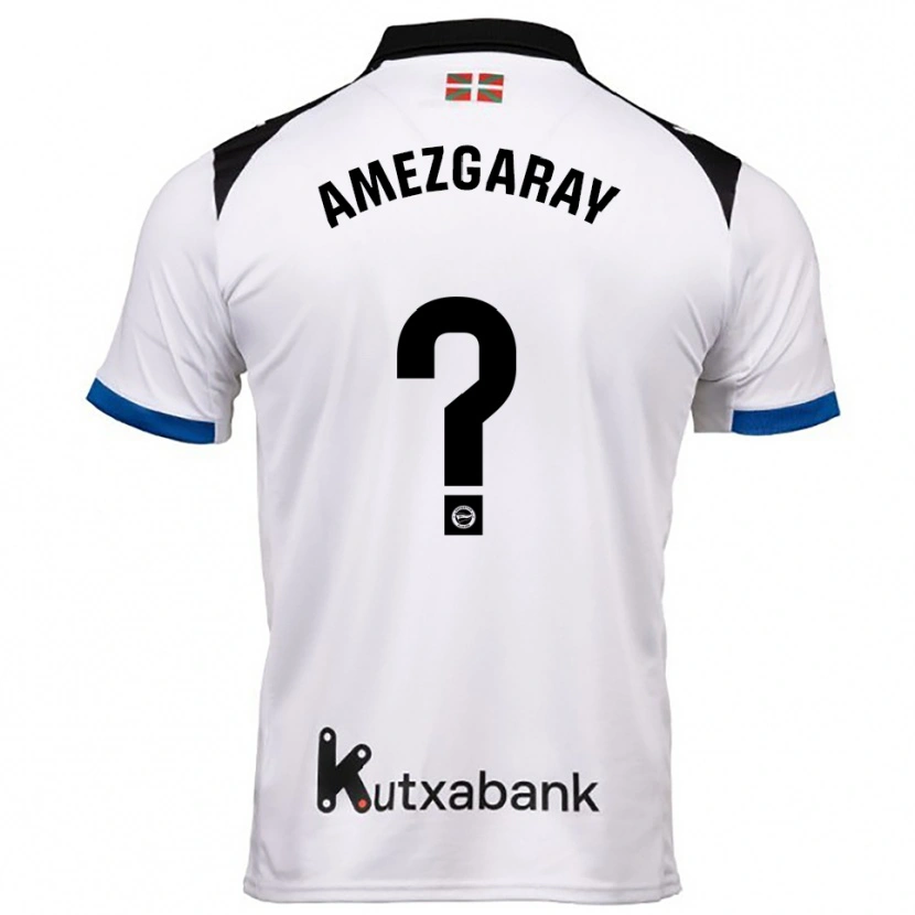 Danxen Enfant Maillot Ander Amezgaray #0 Blanc Bleu Tenues Extérieur 2025/26 T-Shirt
