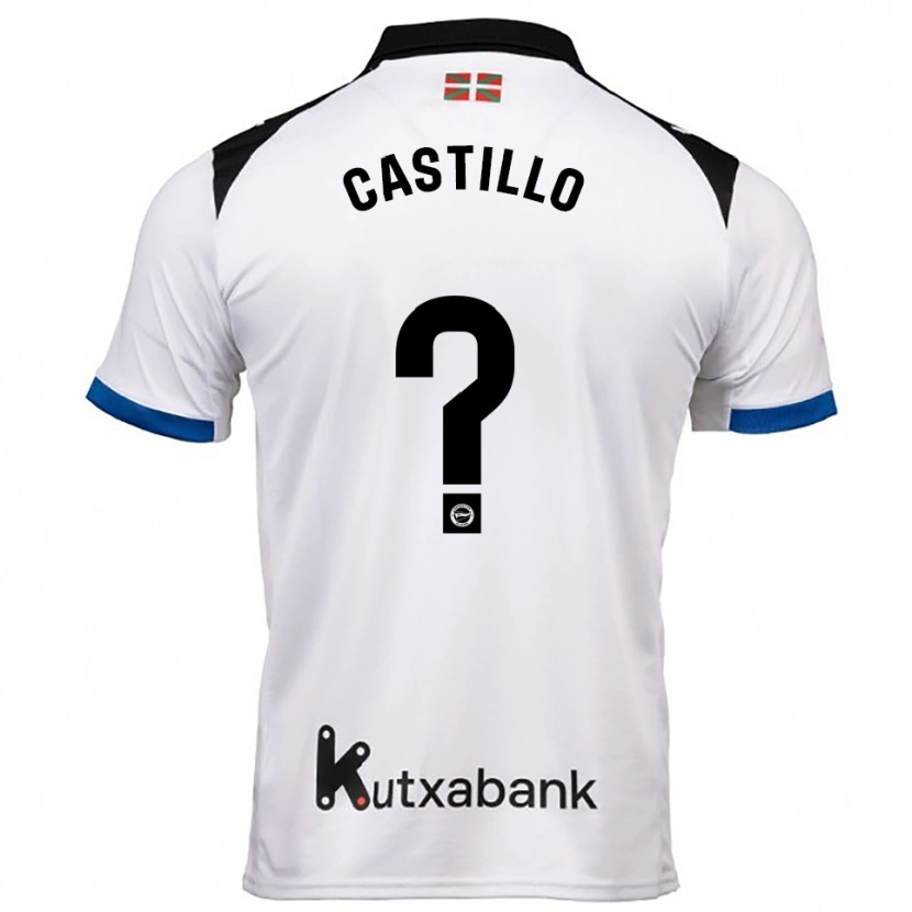 Danxen Enfant Maillot Adrián Castillo #0 Blanc Bleu Tenues Extérieur 2025/26 T-Shirt