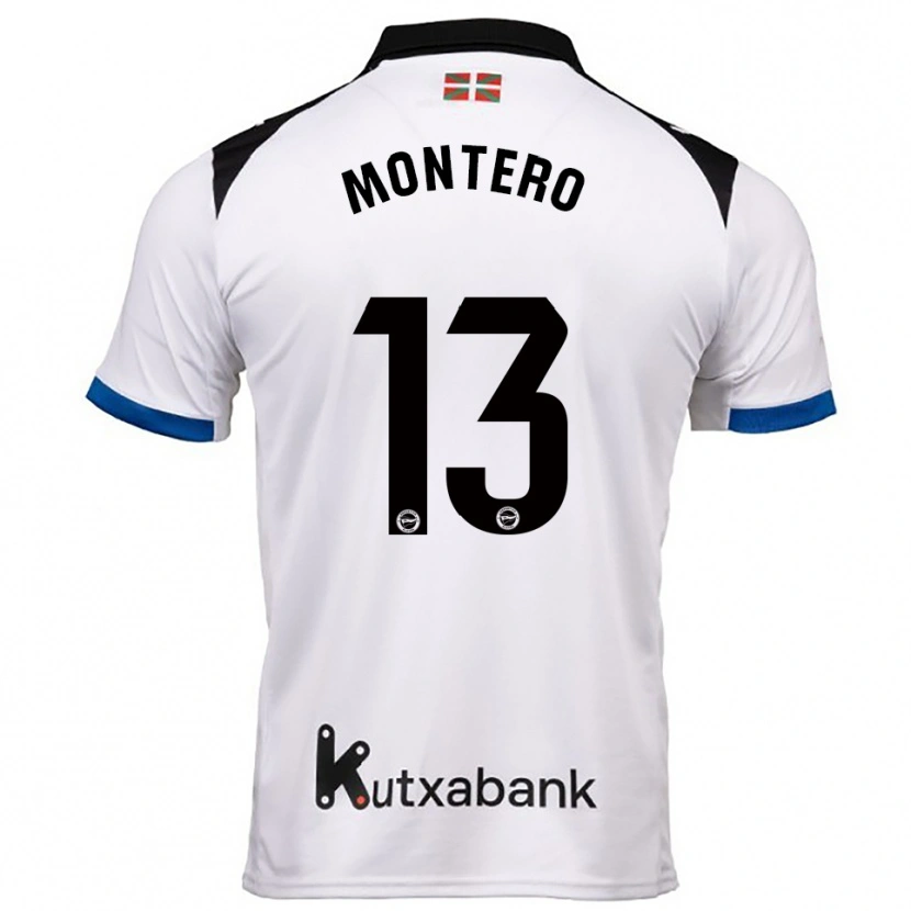 Danxen Enfant Maillot Rubén Montero #13 Blanc Bleu Tenues Extérieur 2025/26 T-Shirt