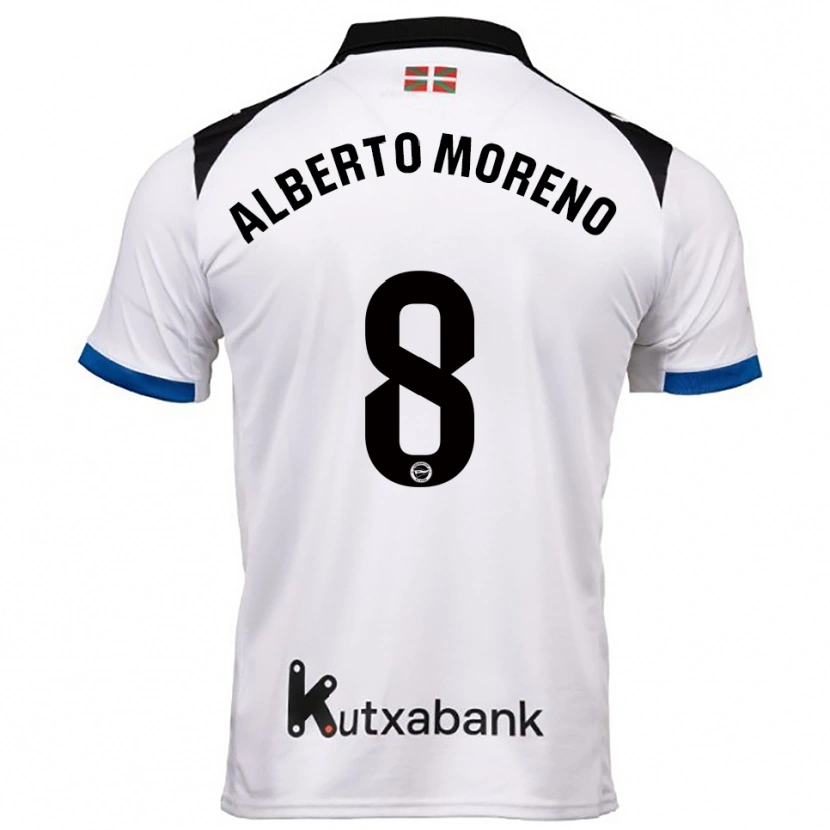 Danxen Enfant Maillot Alberto Moreno #8 Blanc Bleu Tenues Extérieur 2025/26 T-Shirt
