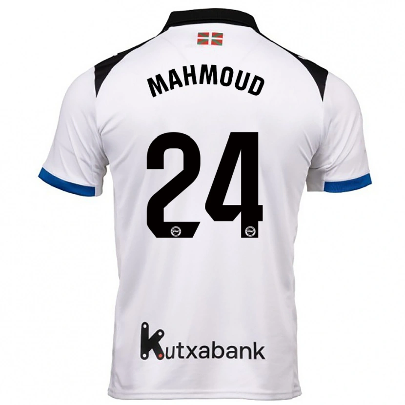Danxen Enfant Maillot Abdallahi Mahmoud #24 Blanc Bleu Tenues Extérieur 2025/26 T-Shirt