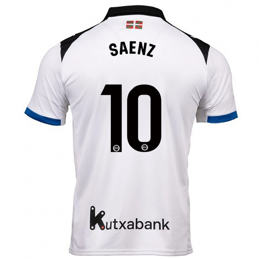 Danxen Enfant Maillot Iñaki Saenz #10 Blanc Bleu Tenues Extérieur 2025/26 T-Shirt