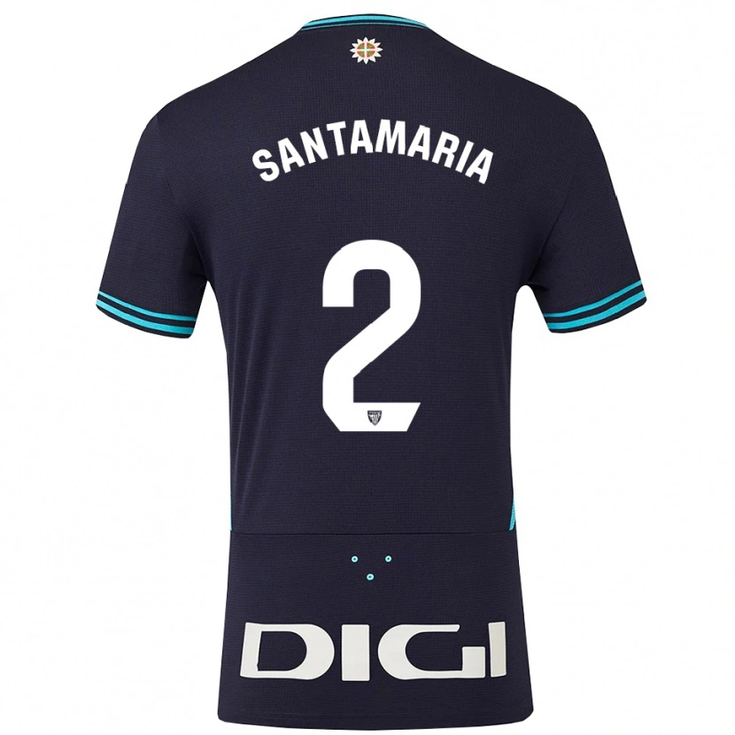 Danxen Enfant Maillot Unai Santamaría #2 Marine Bleu Ciel Tenues Extérieur 2025/26 T-Shirt