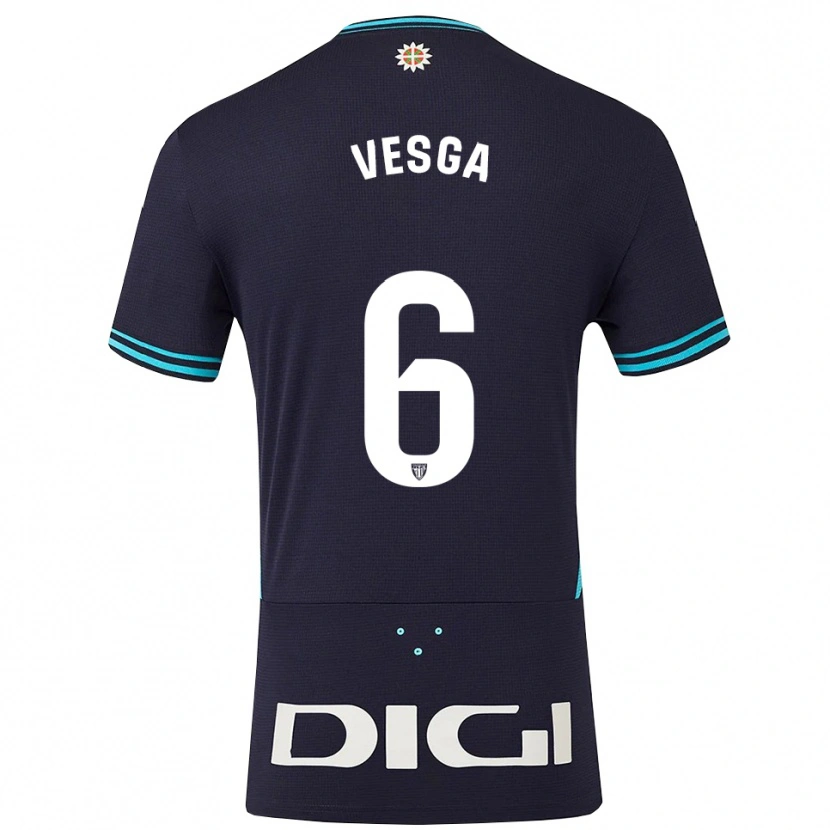 Danxen Enfant Maillot Mikel Vesga #6 Marine Bleu Ciel Tenues Extérieur 2025/26 T-Shirt