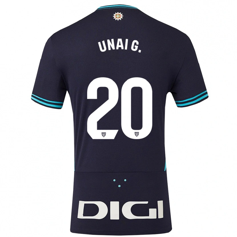 Danxen Enfant Maillot Unai Gómez #20 Marine Bleu Ciel Tenues Extérieur 2025/26 T-Shirt