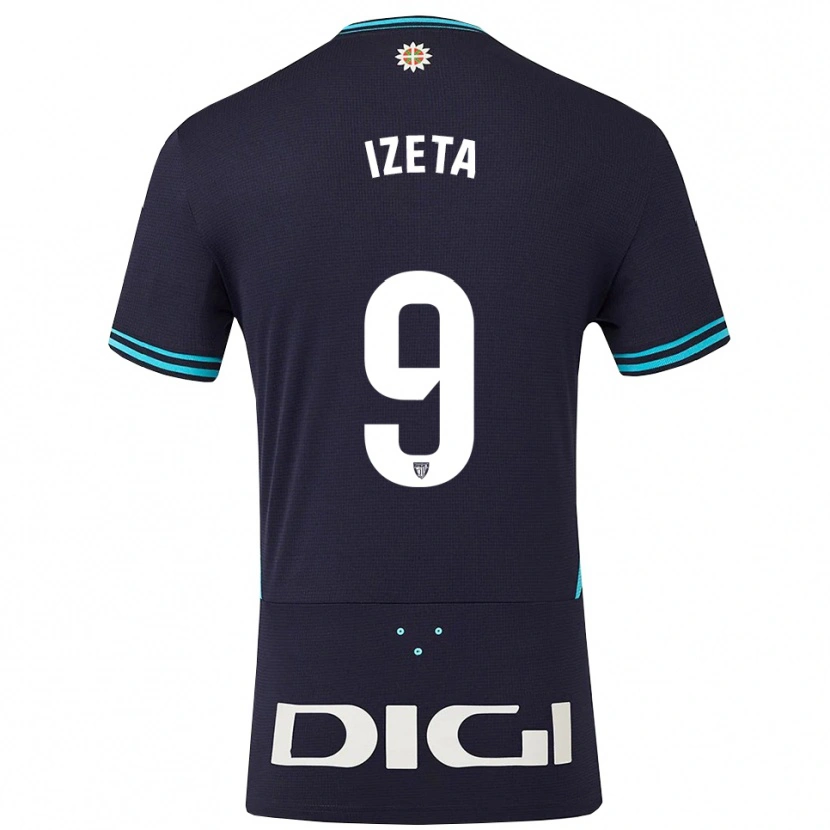 Danxen Enfant Maillot Urko Izeta #9 Marine Bleu Ciel Tenues Extérieur 2025/26 T-Shirt