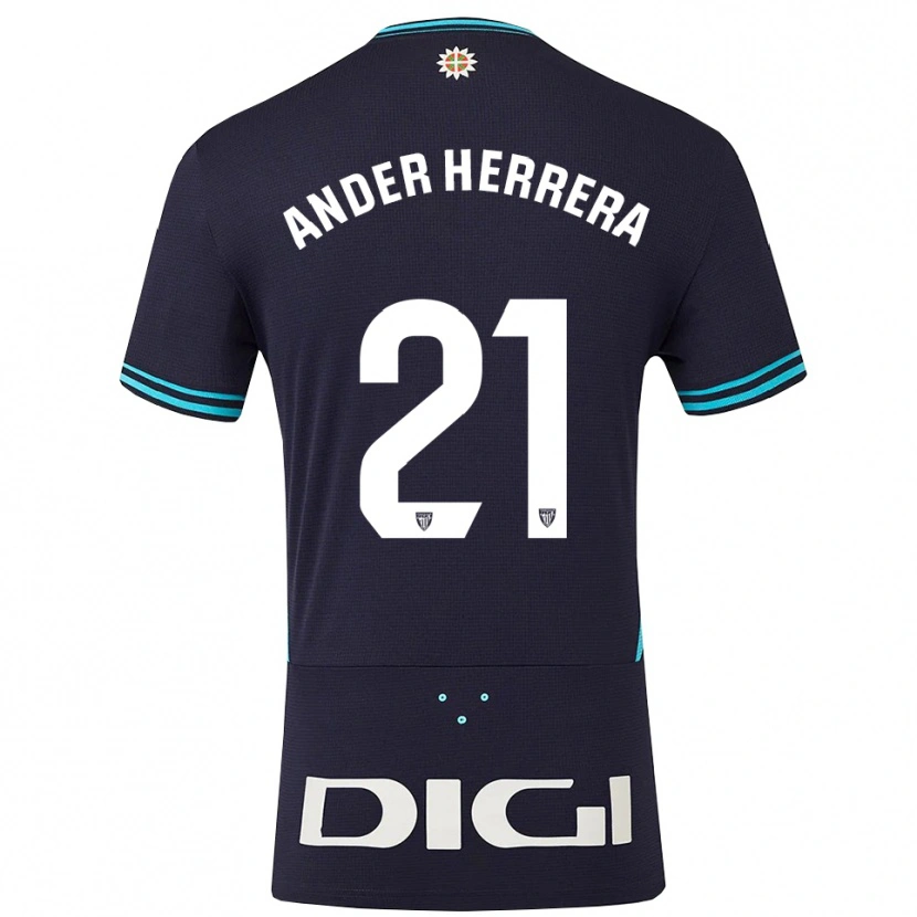 Danxen Enfant Maillot Ander Herrera #21 Marine Bleu Ciel Tenues Extérieur 2025/26 T-Shirt
