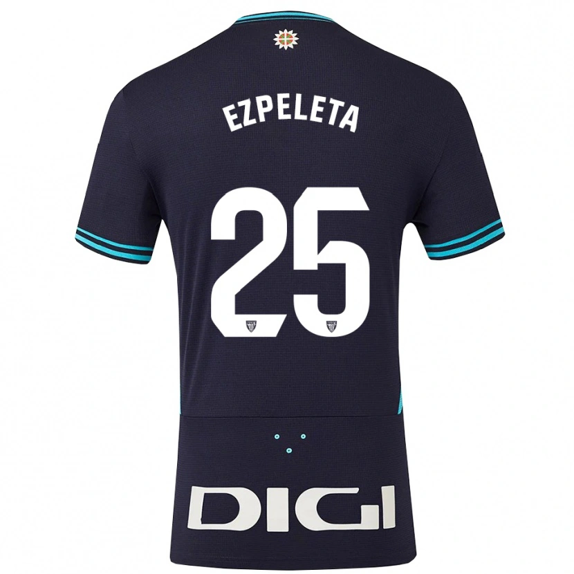 Danxen Enfant Maillot Ander Ezpeleta #25 Marine Bleu Ciel Tenues Extérieur 2025/26 T-Shirt