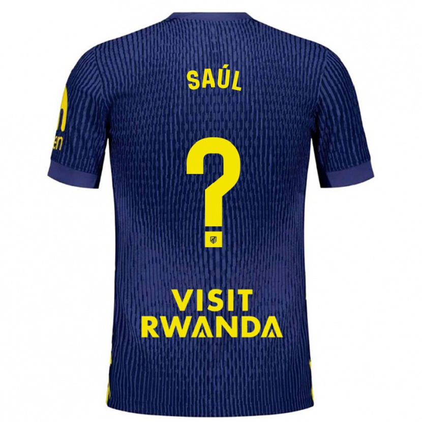 Danxen Enfant Maillot Saúl Fernández #0 Marine Jaune Tenues Extérieur 2025/26 T-Shirt