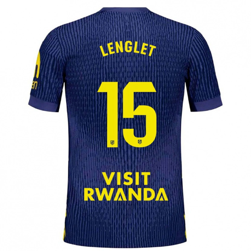 Danxen Enfant Maillot Clément Lenglet #15 Marine Jaune Tenues Extérieur 2025/26 T-Shirt