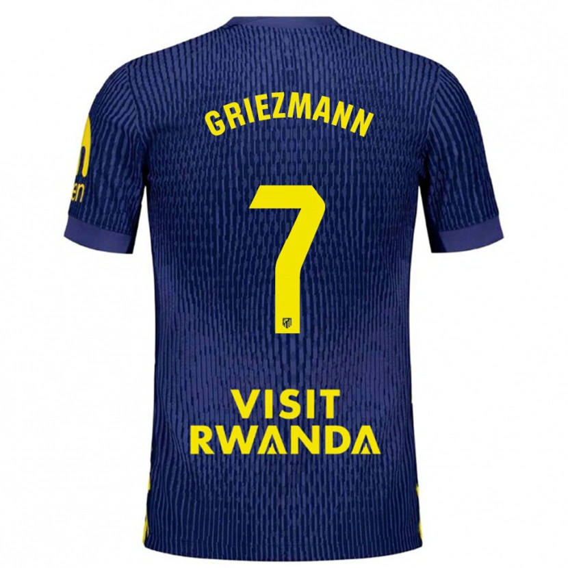 Danxen Enfant Maillot Antoine Griezmann #7 Marine Jaune Tenues Extérieur 2025/26 T-Shirt