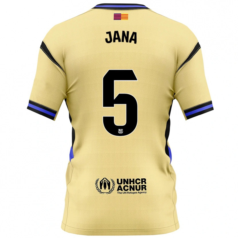 Danxen Enfant Maillot Jana Fernández #5 Jaune Noir Tenues Extérieur 2025/26 T-Shirt