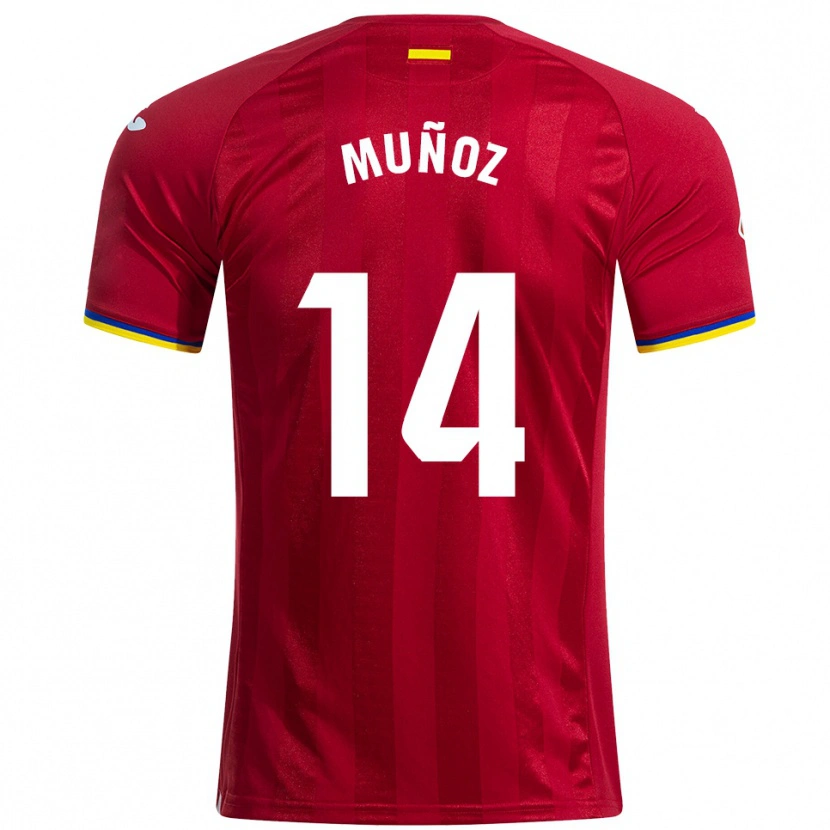 Danxen Enfant Maillot Javi Muñoz #14 Rouge Jaune Bleu Tenues Extérieur 2025/26 T-Shirt