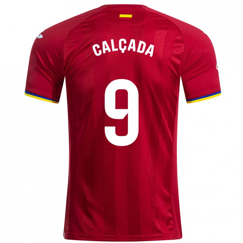 Danxen Enfant Maillot Gonzalo Calçada #9 Rouge Jaune Bleu Tenues Extérieur 2025/26 T-Shirt
