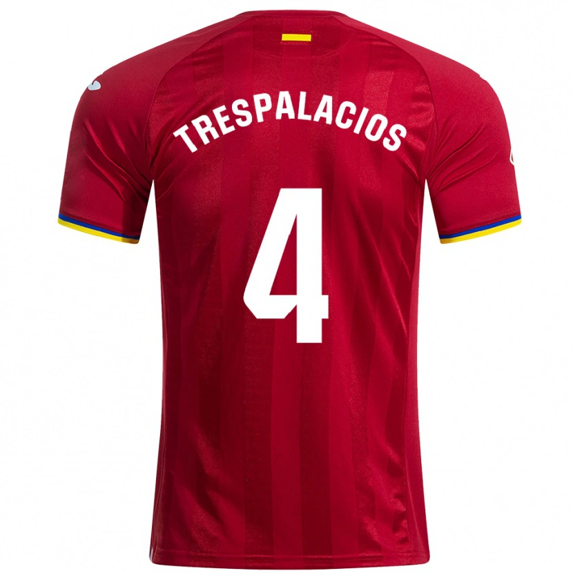 Danxen Enfant Maillot Adrián Trespalacios #4 Rouge Jaune Bleu Tenues Extérieur 2025/26 T-Shirt