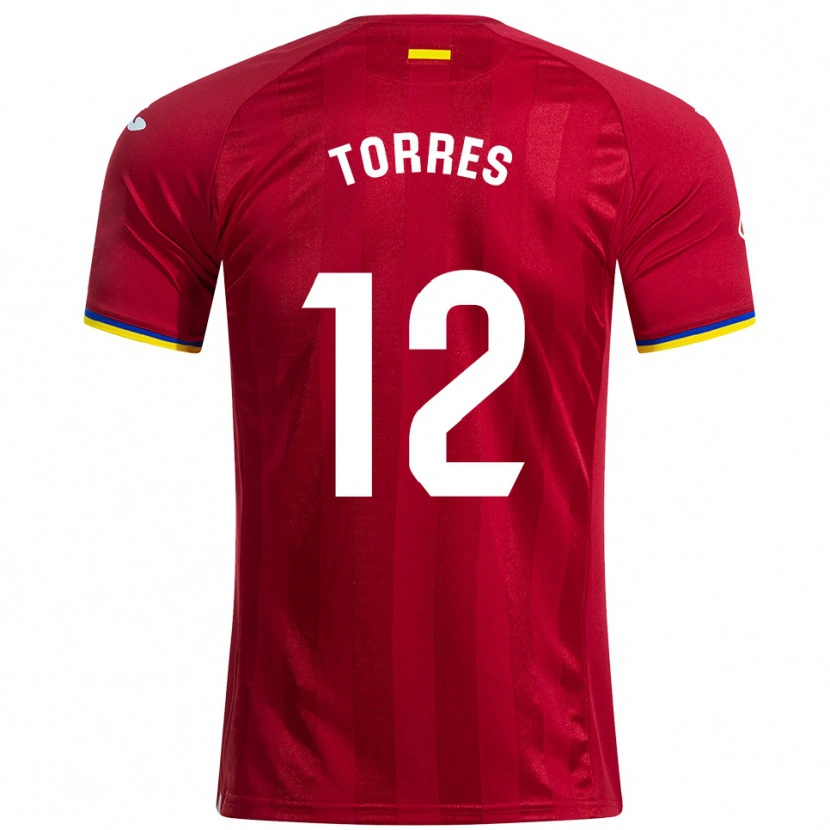 Danxen Enfant Maillot Rubén Torres #12 Rouge Jaune Bleu Tenues Extérieur 2025/26 T-Shirt