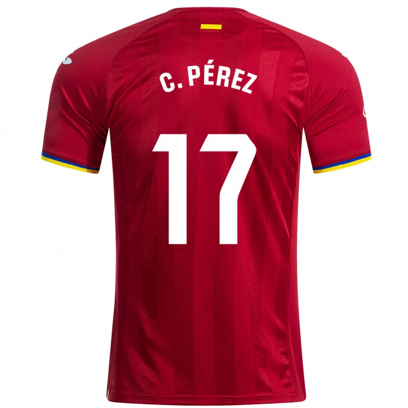 Danxen Enfant Maillot Carles Perez #17 Rouge Jaune Bleu Tenues Extérieur 2025/26 T-Shirt