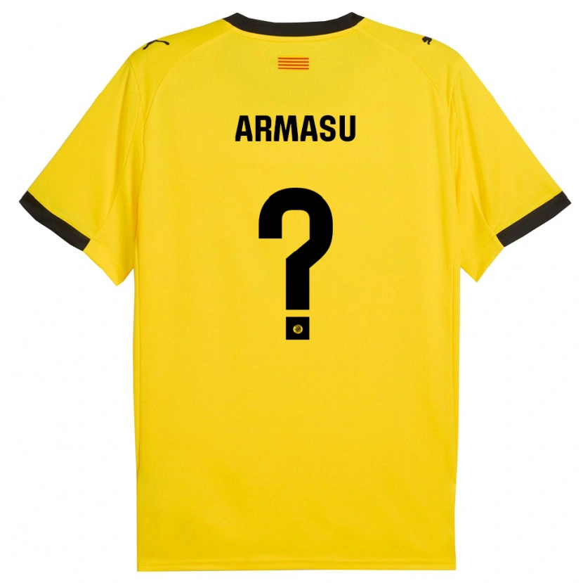 Danxen Enfant Maillot Daniel Armașu #0 Jaune Noir Tenues Extérieur 2025/26 T-Shirt