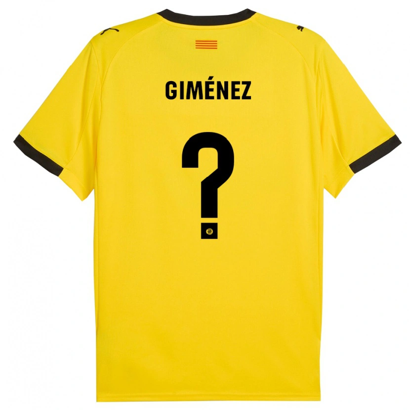 Danxen Enfant Maillot Félix Giménez #0 Jaune Noir Tenues Extérieur 2025/26 T-Shirt