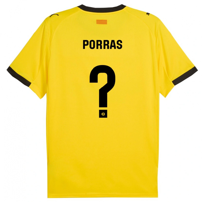 Danxen Enfant Maillot Hugo Porras #0 Jaune Noir Tenues Extérieur 2025/26 T-Shirt