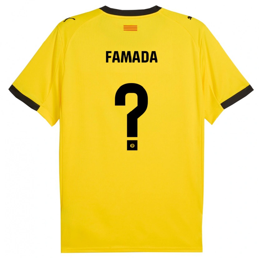 Danxen Enfant Maillot Álex Famada #0 Jaune Noir Tenues Extérieur 2025/26 T-Shirt